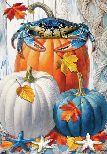 Blue Crab Pumpkin-Garden Flag