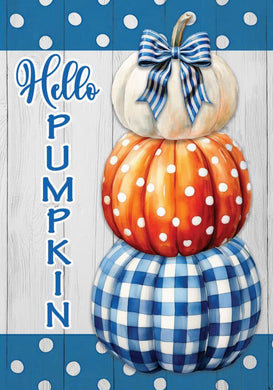 Gingham Pumpkin Stack-Large Flag