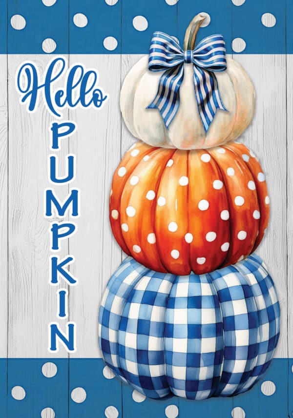 Gingham Pumpkin Stack-Large Flag