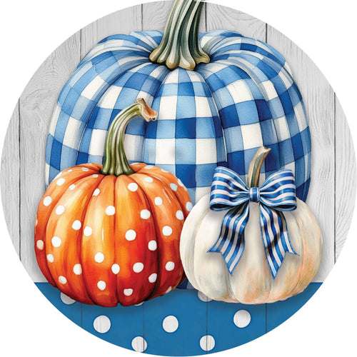 Gingham Pumpkin Stack-Stepping Stone