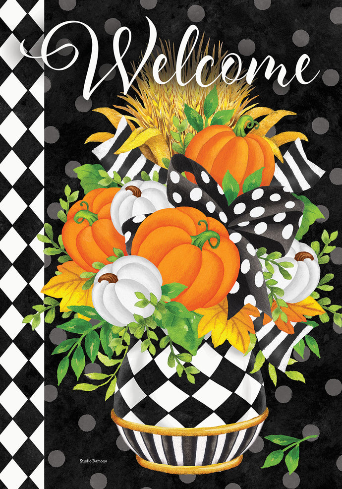 Black and White Planter-Garden Flag