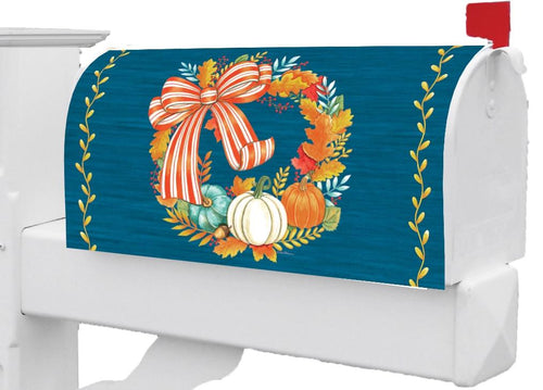 Mailbox Makeover-Striped Pumpkin Wreath