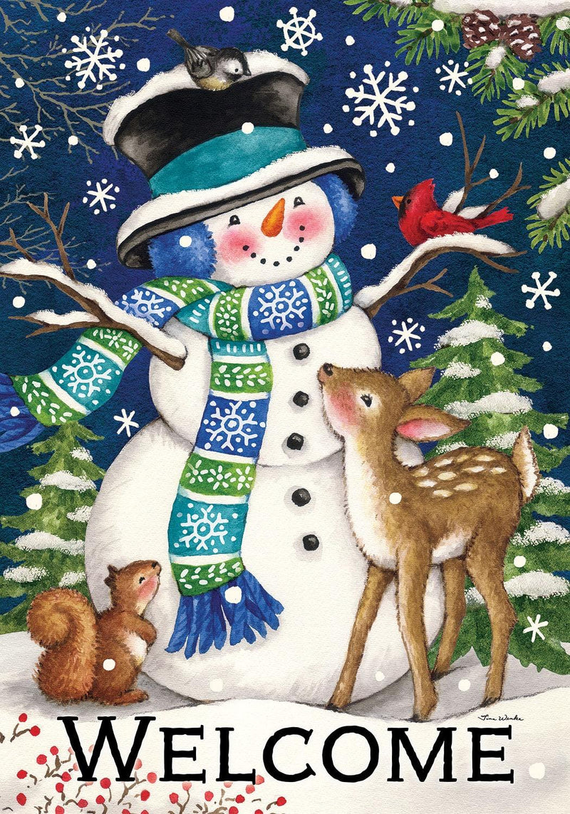 Woodland Snowman-Garden Flag