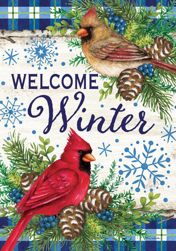 Winter Cardinals-Garden Flag