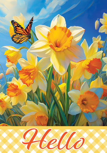Daffodils and Butterfly-Garden Flag