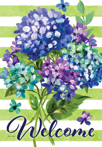 Striped Hydrangeas-Garden Flag