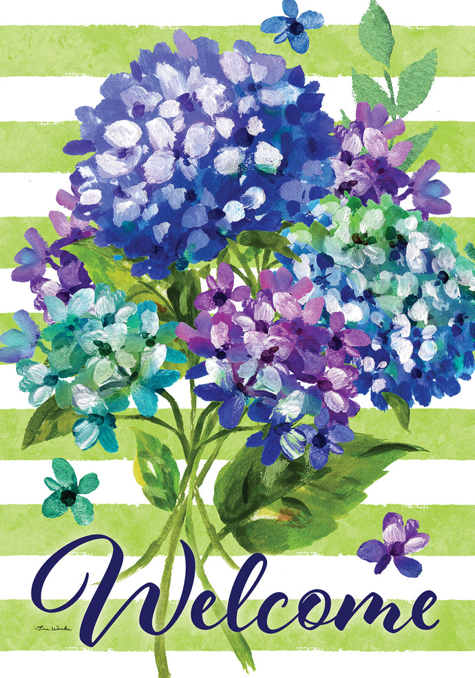 Striped Hydrangeas-Garden Flag
