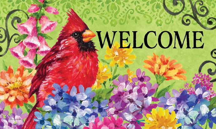 Floor Mat-Cardinal with Flowers