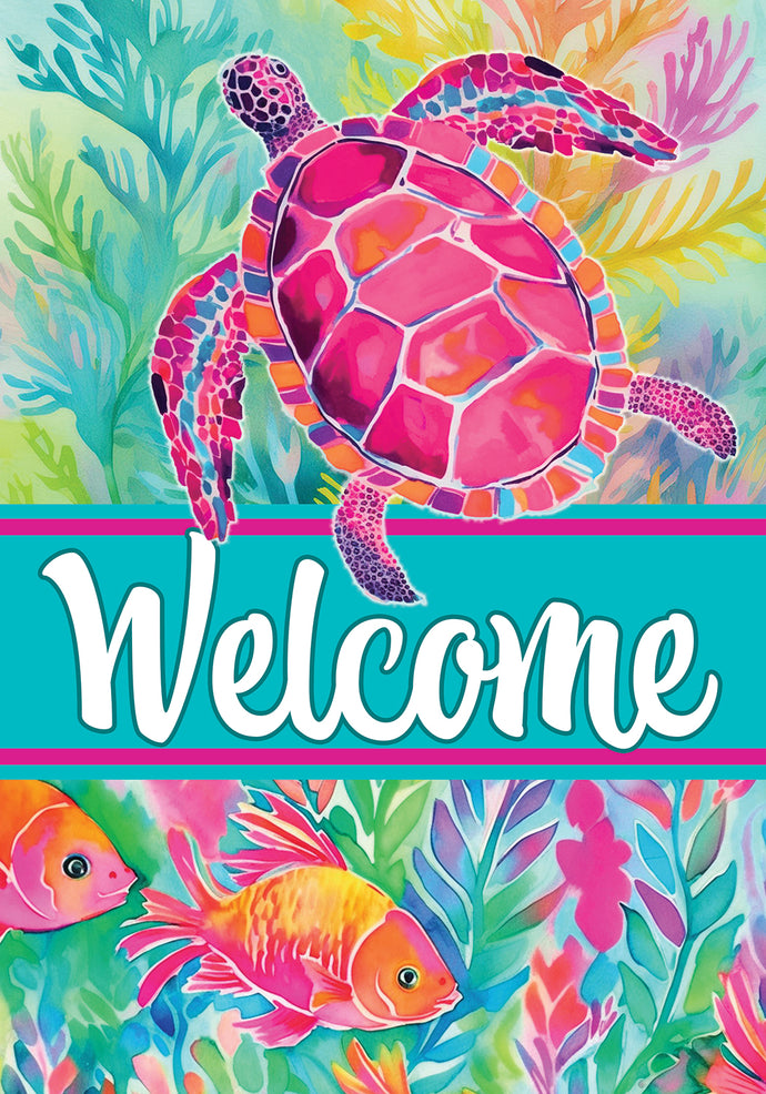 Watercolor Turtles-Large Flag