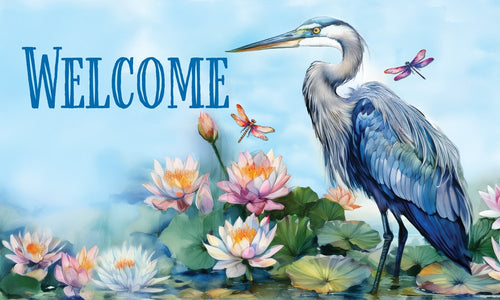 Floor Mat-Heron and Lilies