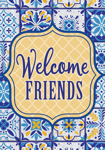 Blue and Yellow Tile-Garden Flag