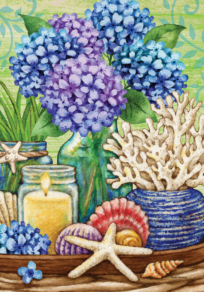 Hydrangeas Still Life-Garden Flag