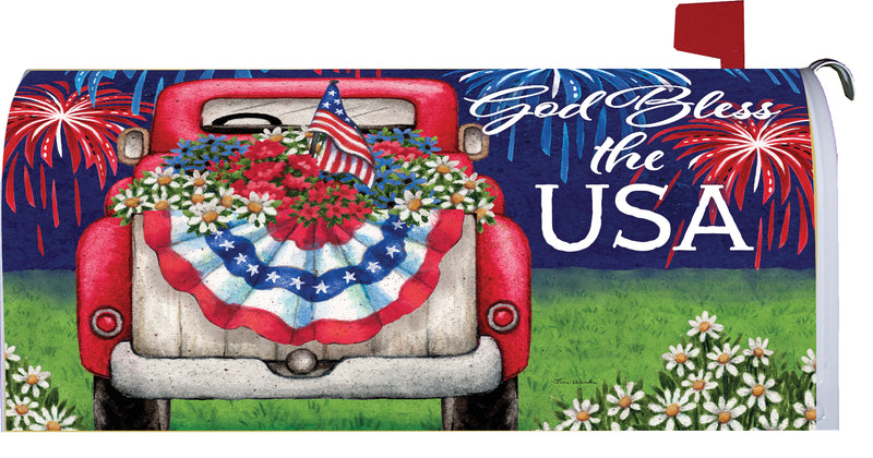 Patriotic Truck-Large Mailbox Cover