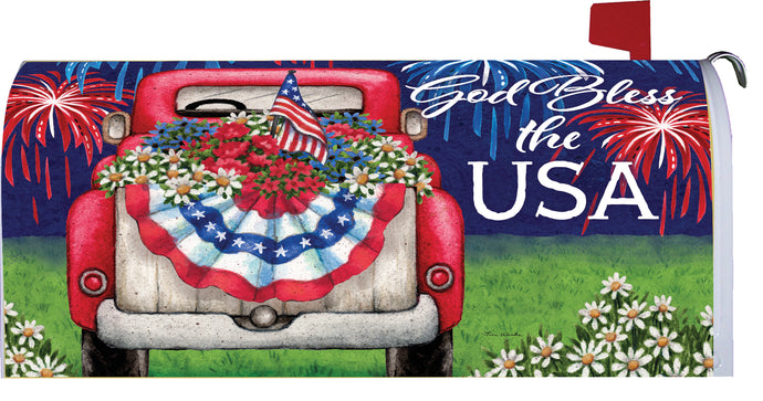 Patriotic Truck-Large Mailbox Cover