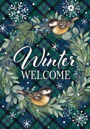 Chickadee Wreath-Garden Flag