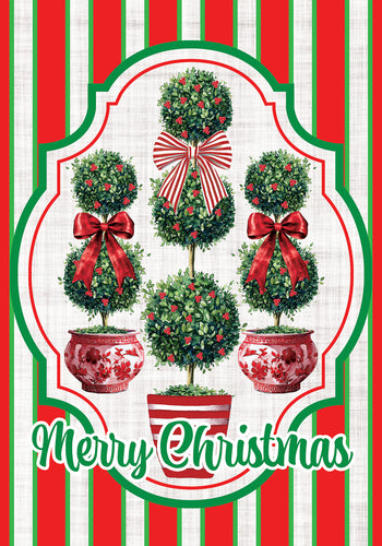 Christmas Topiaries-Garden Flag
