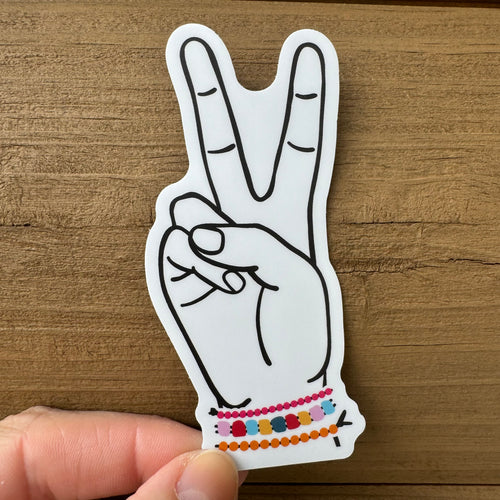 Peace Hand With Beads Sticker