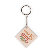 Country Girl Maple Veneer Keychain