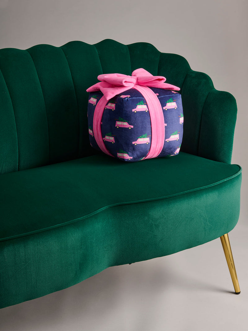Retro Car Gift Box Medium Pillow, Navy