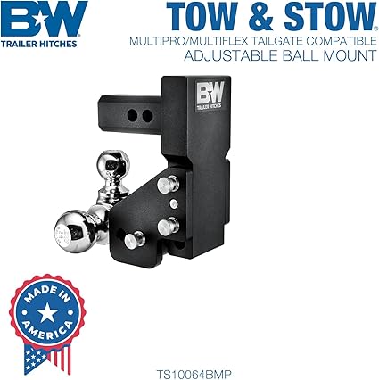 MultiPro Tow & Stow Adjustable Trailer Hitch Ball Mount Compatible with MultiPro Tailgate