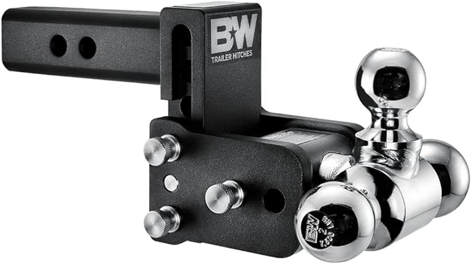 B&W Tow & Stow adjustable tri-ball hitch for a 2 inch receiver with a 3 inch drop