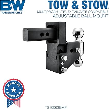 MultiPro Tow & Stow Adjustable Trailer Hitch Ball Mount Compatible with MultiPro Tailgate