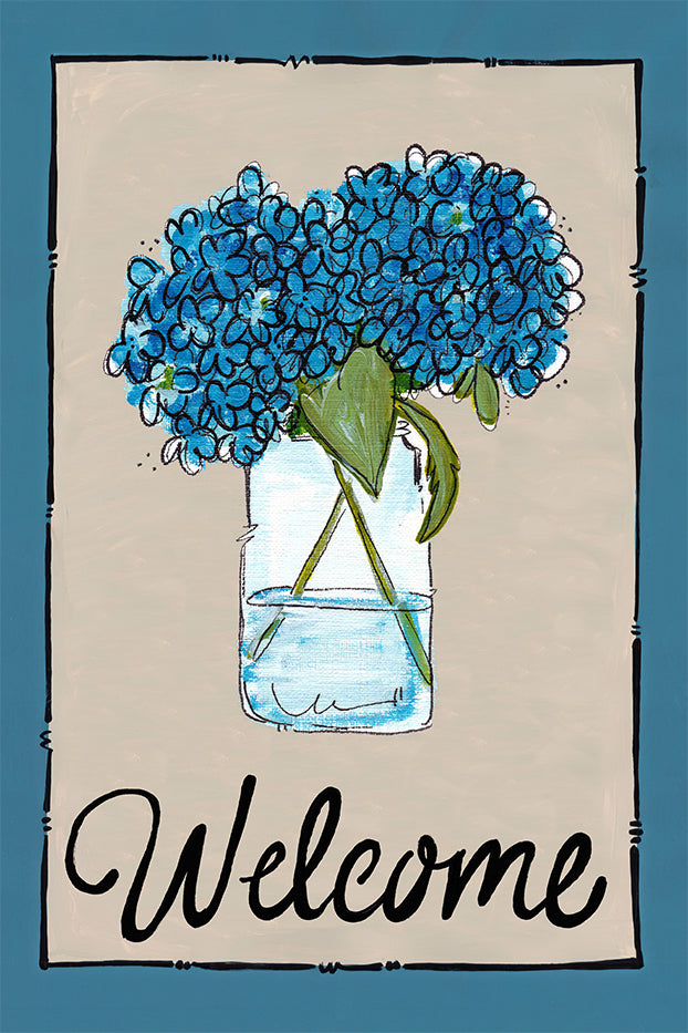Welcome Hydrangea Garden Flag