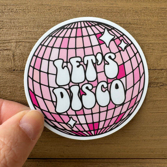 Let's Disco Pink Disco Ball Sticker