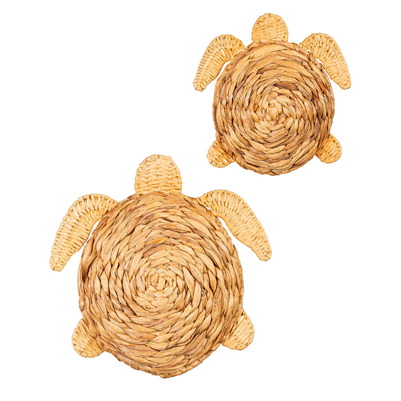 17"L x 17"H Metal and Natural Fiber Wall Décor, Turtle, Large