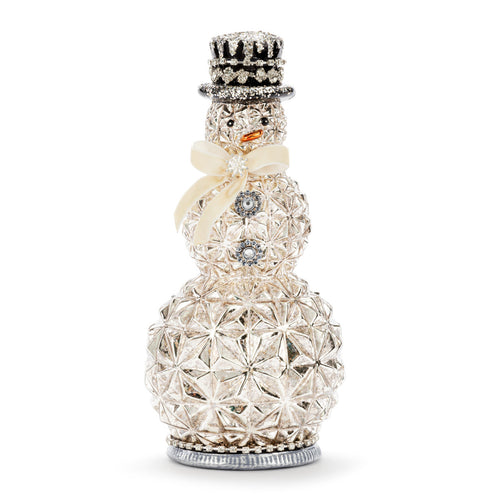 Mercury Glass Sparkle Lit Snowman Figure - 6x11in