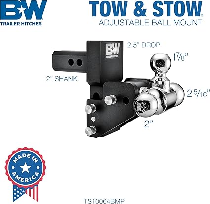MultiPro Tow & Stow Adjustable Trailer Hitch Ball Mount Compatible with MultiPro Tailgate