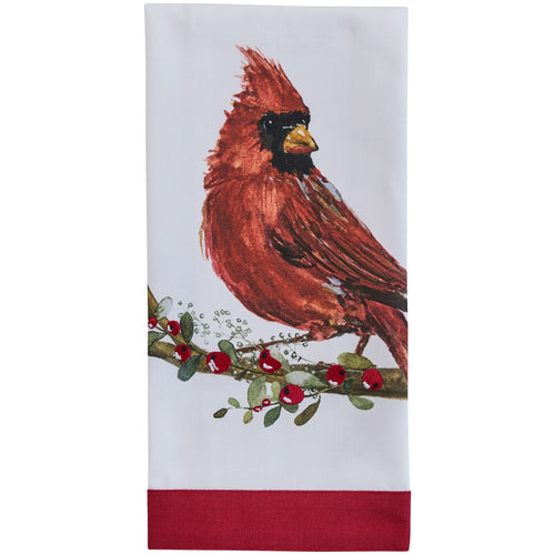 Cardinal With Berries Dishtowel