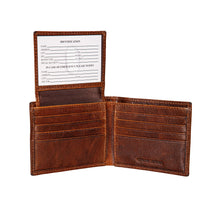 University of North Carolina, Embossed 100% Genuine Tumbled Leather Passcase Bi-Fold Wallet, Brown