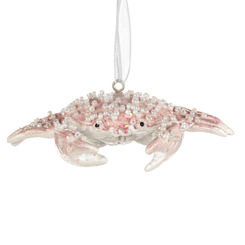 Iridescent Pink Crab Ornament - 3.5x2in