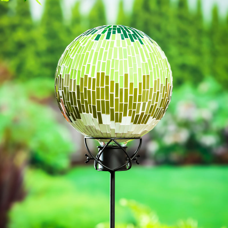 10" Mosaic Glass Gazing Ball, Bamboo Stalks