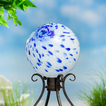 White & Blue Spotted Glass Gazing Ball, 10"