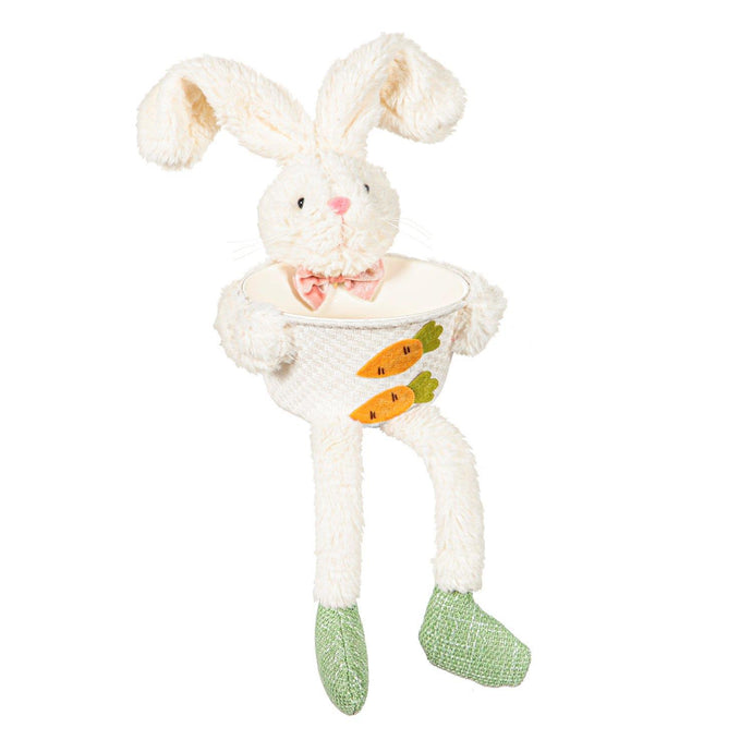 Bunny Blooms Table Decor Fabric Bunny with Bowl and Dangling Legs