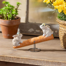 Bunny Blooms Table Decor Resin Bunnies on Carrot Seesaw