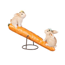 Bunny Blooms Table Decor Resin Bunnies on Carrot Seesaw