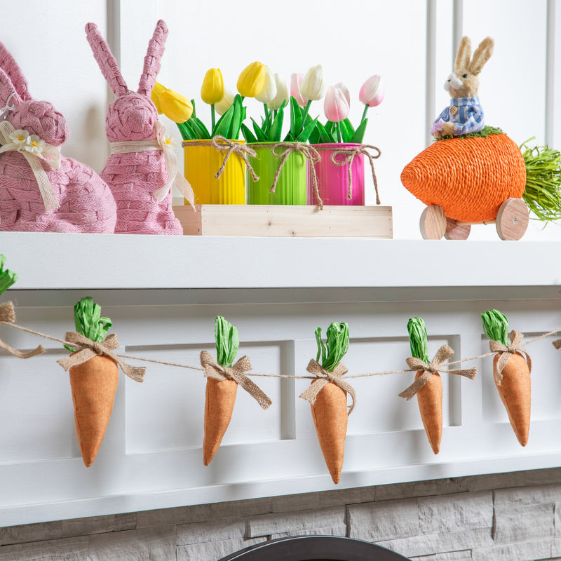 Carrot Fabric Garland Hanging Decor, 71"