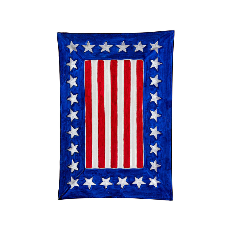 Patriotic Rectangular Glass Decorative Tray, 15"L