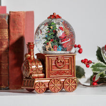 North Pole Express LED Table Decor Train Spinning Water Lantern with Santa and Tree, 7.5"