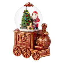 North Pole Express LED Table Decor Train Spinning Water Lantern with Santa and Tree, 7.5"