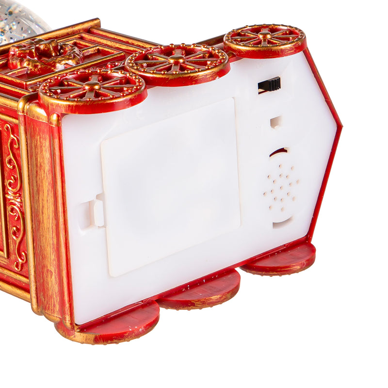 North Pole Express LED Table Decor Train Spinning Water Lantern with Santa and Tree, 7.5"