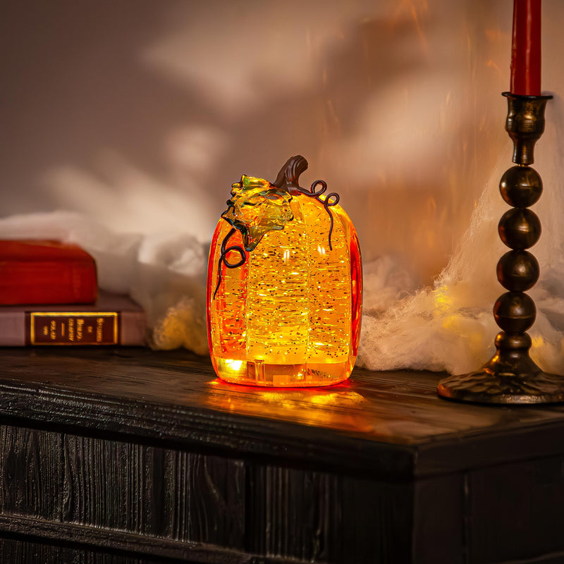 Pumpkin LED Water Globe, 6.5"H
