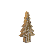 Shades of Green Table Décor Nested Tree with Beading Wood, 8"H