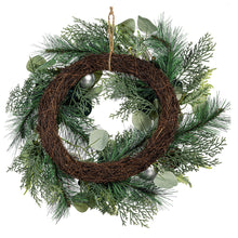 Shades of Green Wreath Artificial with Ornaments, 20"H