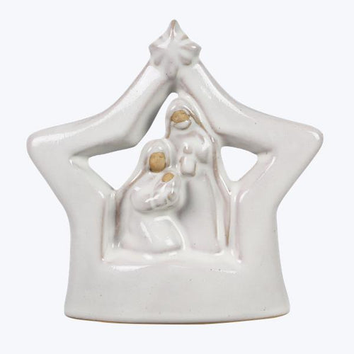 Stoneware White Nativity Tabletop Decor