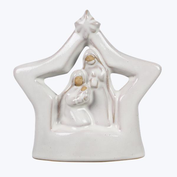 Stoneware White Nativity Tabletop Decor