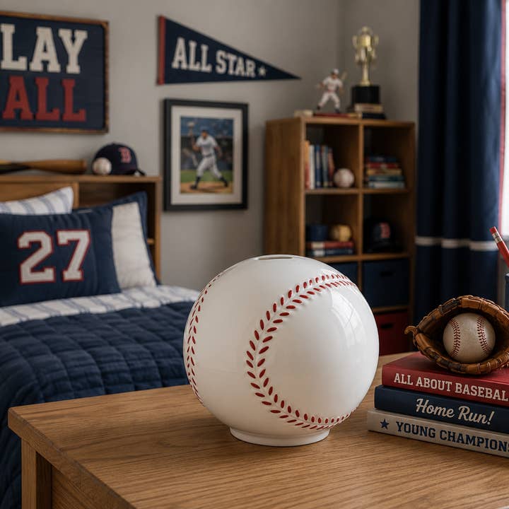 Ceramic Baseball Piggy Bank